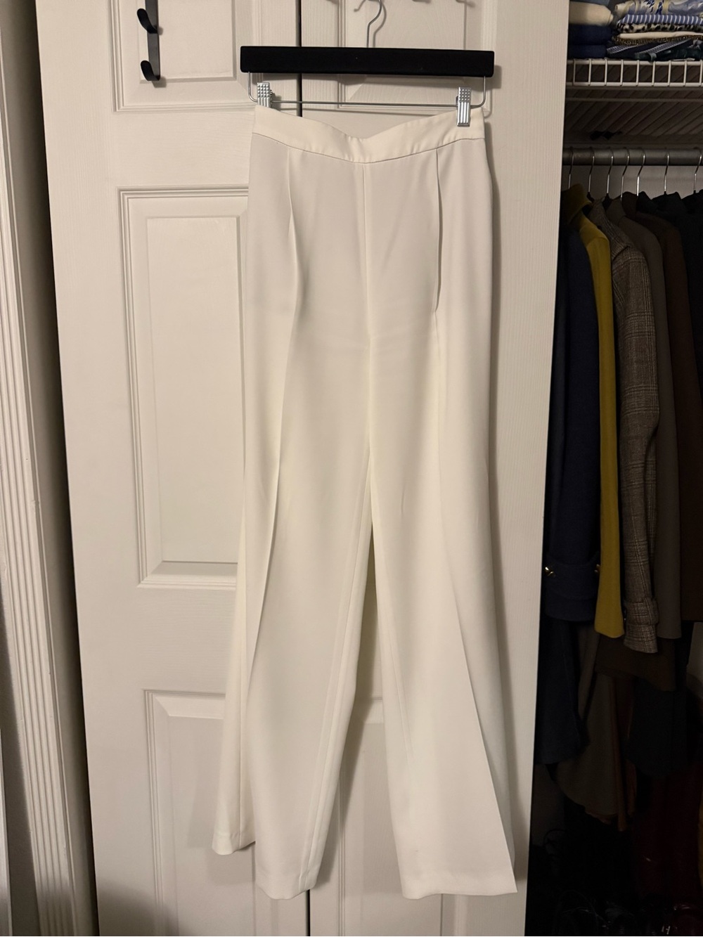 Zara Cream Wide-Leg High-Rise Trousers